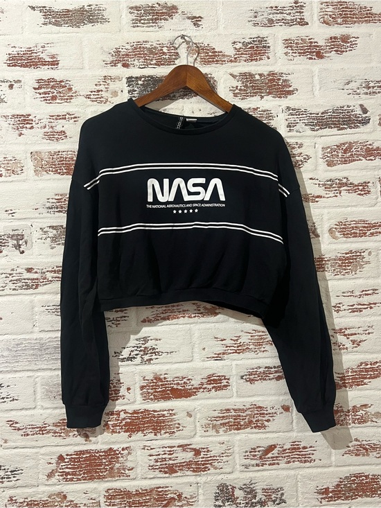 H&M Tops - H&M Divided NASA Sweatshirt Cropped Streetwear Spacecore Retro Futurism Sz L